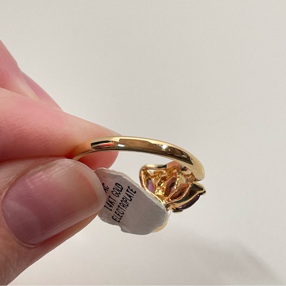 NWT DAC 14K GOLD Electroplated Purple Rhinestone Gifting Holiday Statement Ring - Picture 4 of 8